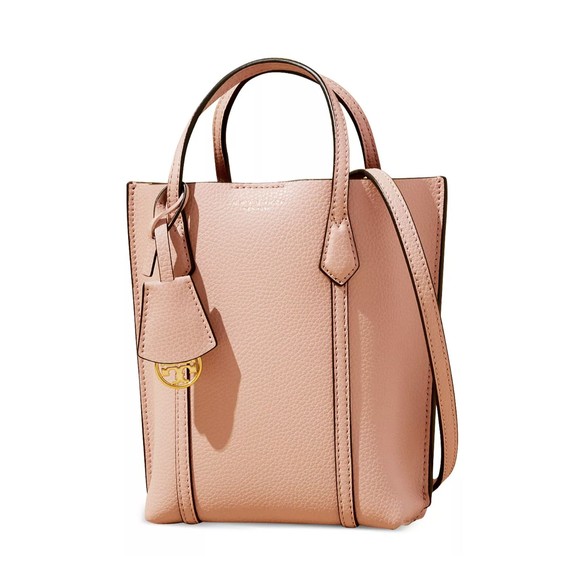 TORY BURCH PERRY Mini N/S Leather Crossbody Tote Shell Pink 142616 NWT $298 - Picture 13 of 16